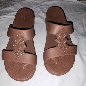 Crocs Monterey Embellished Wedge Sandal Womens Size 7. EUC. OBO